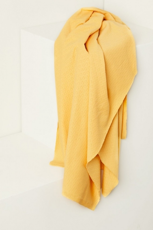 Mind The MAKER Gem Pointelle Jersey Stretch Knit Fabric Blonde Yellow