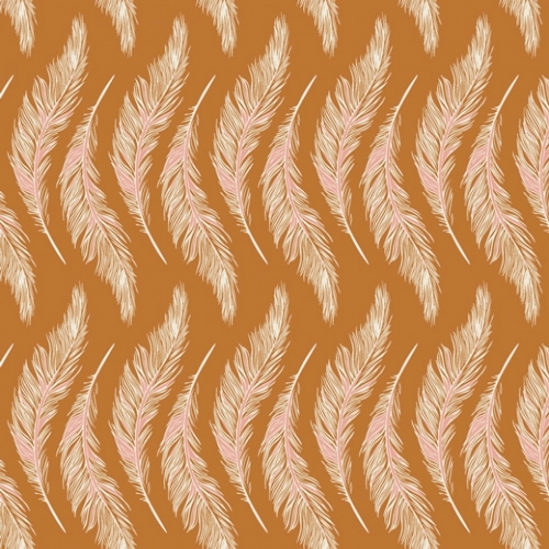 Art Gallery Fabrics Homebody 100% Cotton Poplin Fabric Presently Plumes Gold