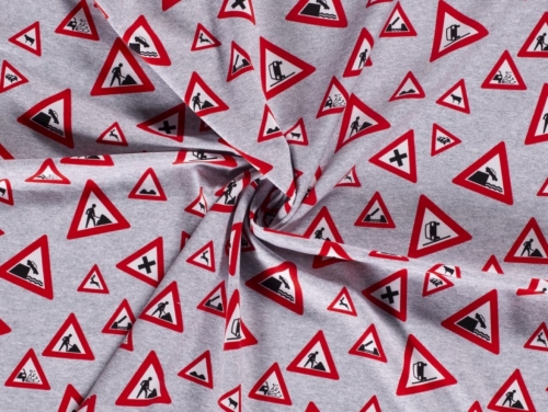 Loop Back French Terry Stretch Knit Fabric Grey & Red