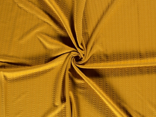 Jacquard Textured Stretch Knit Fabric Ochre