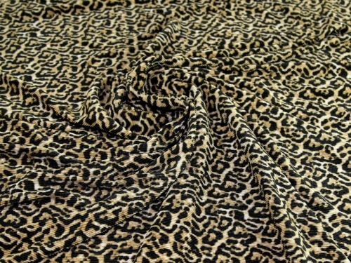 Deadstock Pleated Plisse Stretch Knit Fabric Gold