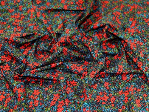 Cotton Lawn Fabric Red on Black