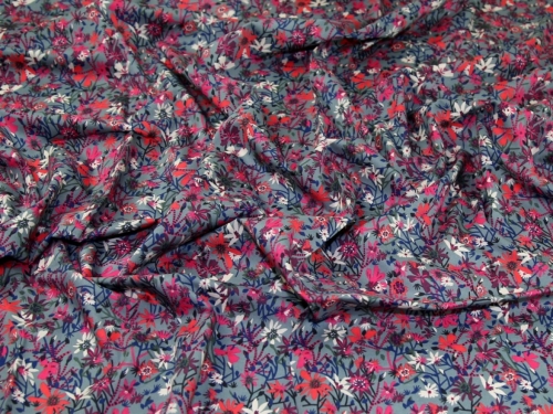 Cotton Lawn Fabric Pink & Grey
