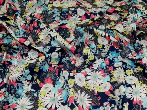 Cotton Lawn Fabric Navy