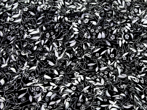 Deadstock Viscose Challis Fabric Black & White