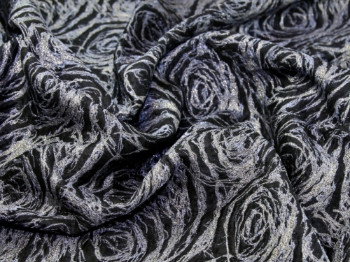 Minerva Core Range Harmony Metallic Woven Brocade Fabric Blue