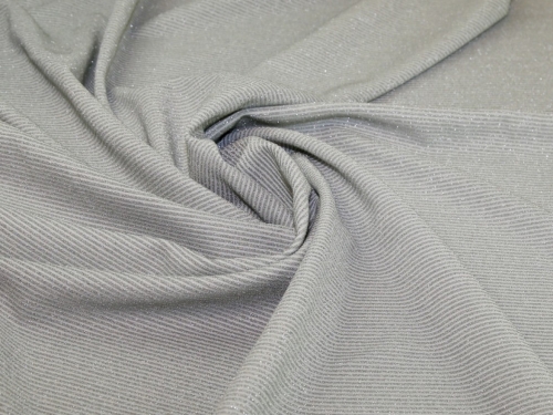 Deadstock Lurex Rib Textured Stretch Knit Fabric Silver