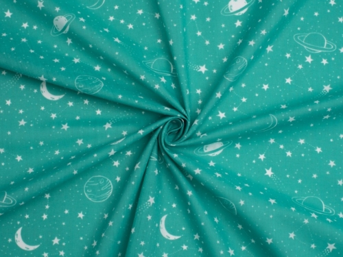 Printed Polycotton Fabric Turquoise