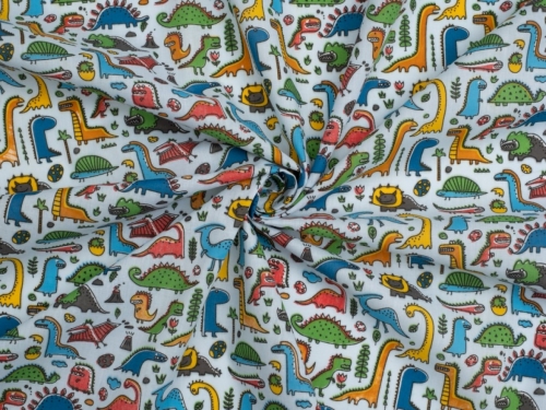 Printed Polycotton Fabric Sky Blue