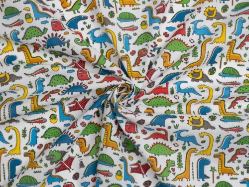 Printed Polycotton Fabric White