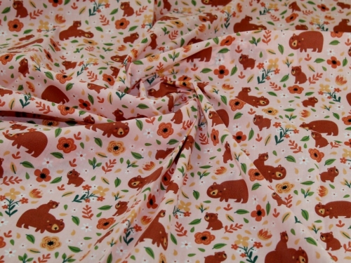 Printed Polycotton Fabric Pink