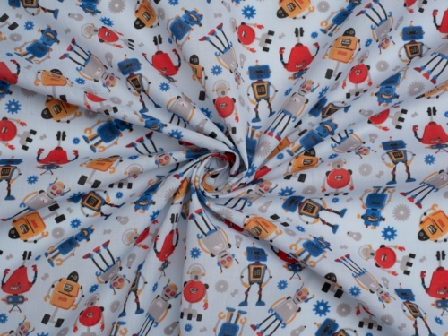 Printed Polycotton Fabric Light Blue