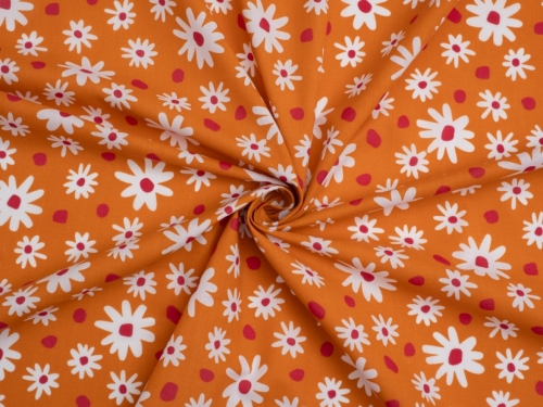 Printed Polycotton Fabric Orange