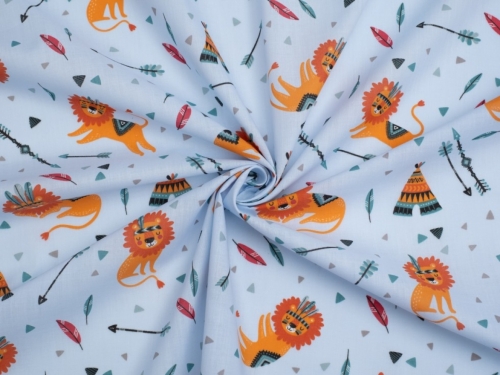 Printed Polycotton Fabric Light Blue