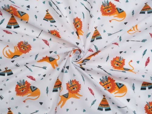 Printed Polycotton Fabric White