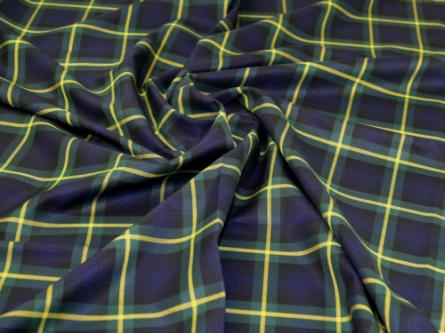 Deadstock British Made Woven Suiting Fabric Navy Yellow & Green