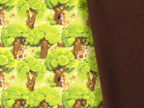 Fleece Back Soft Shell Coating Fabric Green & Brown