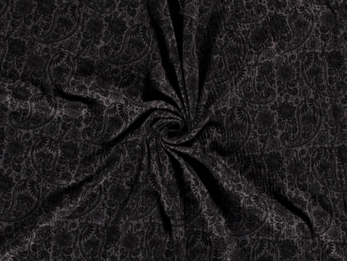 Flocked Ponte Roma Double Stretch Knit Fabric Dark Grey