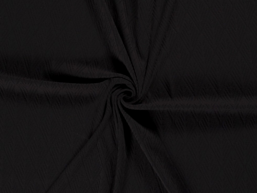 Cotton Jacquard Textured Stretch Knit Fabric Black