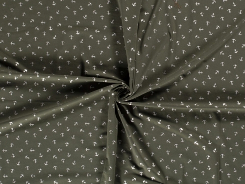 Metallic Cotton Jersey Stretch Knit Fabric Olive