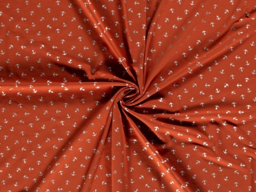 Metallic Cotton Jersey Stretch Knit Fabric Rust