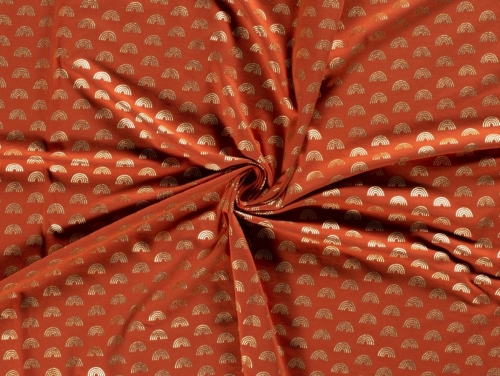 Metallic Cotton Jersey Stretch Knit Fabric Rust
