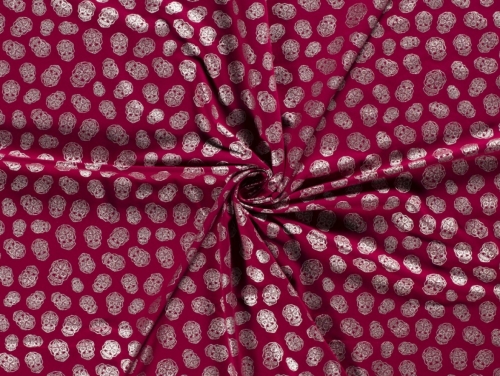 Metallic Cotton Jersey Stretch Knit Fabric Bordeaux