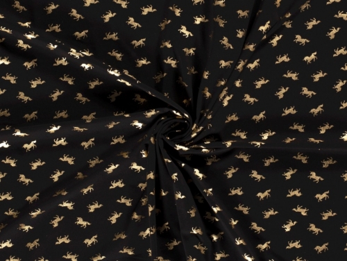 Metallic Cotton Jersey Stretch Knit Fabric Black
