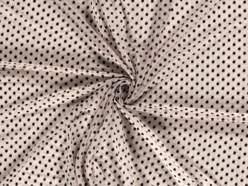 Flocked Stretch Mesh Fabric Beige