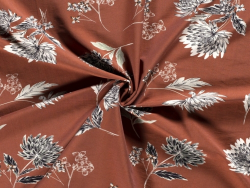 Stretch Woven Viscose Bengaline Fabric Rust