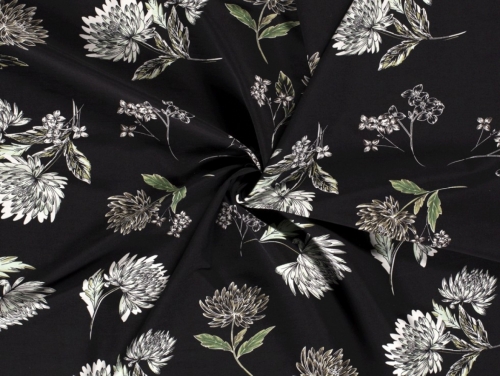 Stretch Woven Viscose Bengaline Fabric Black