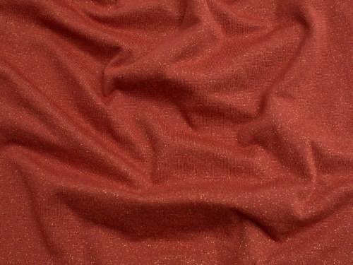 Lurex Tubular Rib Stretch Knit Fabric Ginger & Gold