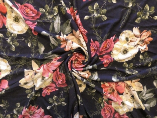 Lady McElroy Viscose Jersey Stretch Knit Fabric Navy