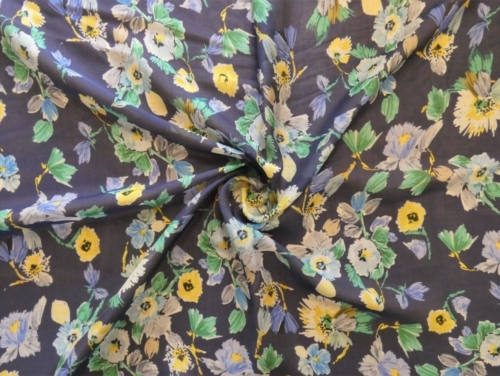 Lady McElroy Silk Cotton Blend Voile Fabric Navy