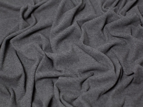 Minerva Core Range Heavy Cotton Rib Stretch Knit Fabric Charcoal