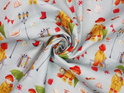 Little Johnny 100% Cotton Fabric Sky Blue