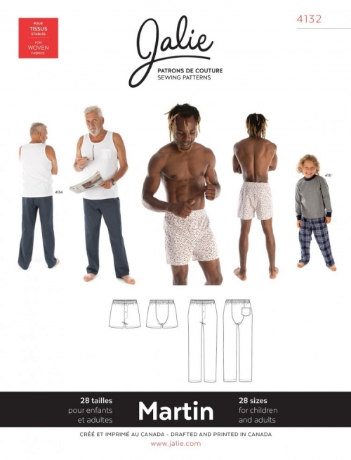 Jalie Paper Sewing Pattern 4132 Martin Lounge Pants & Boxer Shorts