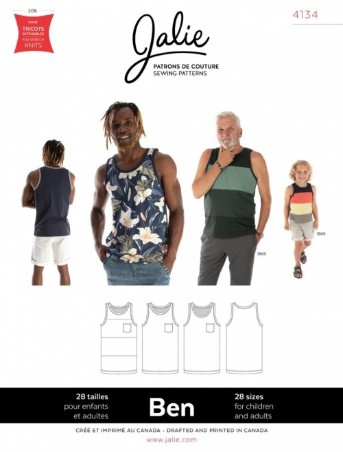 Jalie Paper Sewing Pattern 4134 Ben Tank Tops