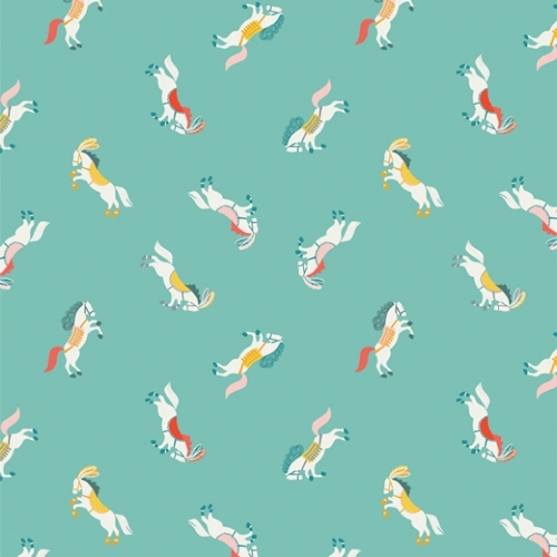Art Gallery Fabrics Petite Circus 100% Cotton Poplin Fabric Rearing Horses Shine