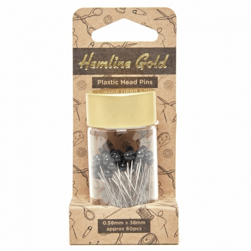 Hemline Gold Plastic Head Nickel Plated Steel Pins Black