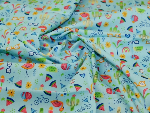 Rose and Hubble 100% Cotton Poplin Fabric Aqua