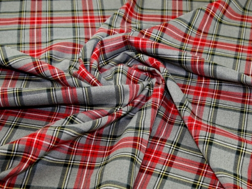 John Louden Poly Viscose Stretch Woven Suiting Fabric Red & Grey
