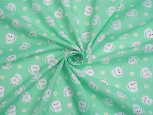 Printed Polycotton Fabric Mint
