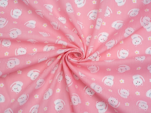 Printed Polycotton Fabric Pink