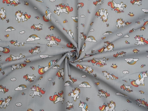 Printed Polycotton Fabric Grey