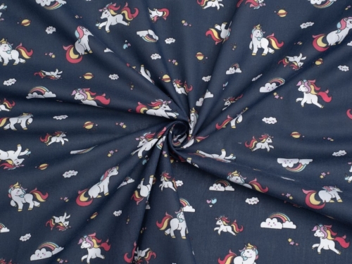 Printed Polycotton Fabric Navy