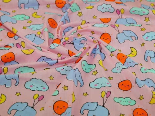 Printed Polycotton Fabric Pink