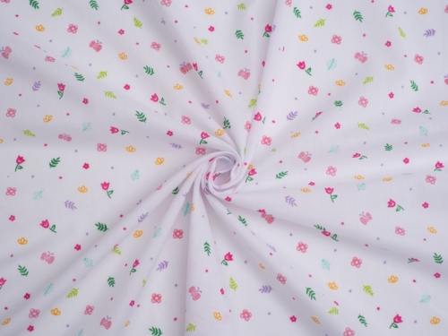 Printed Polycotton Fabric Multi on White