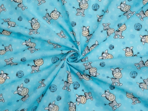 Printed Polycotton Fabric Blue