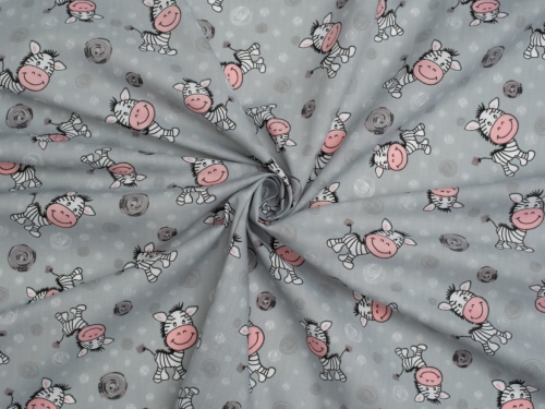 Printed Polycotton Fabric Grey